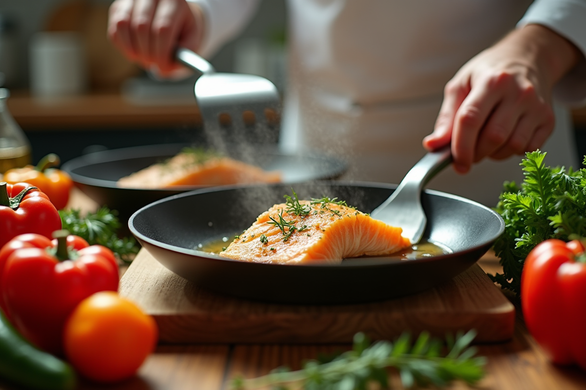 Chef vérifiant la cuisson d