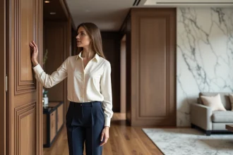 Femme élégante dans un intérieur moderne et luxueux