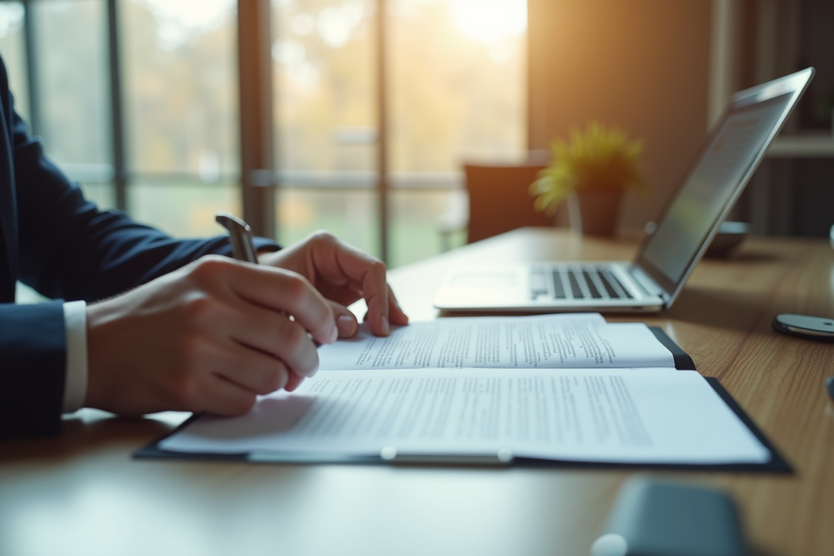 Responsable RH vérifiant un contrat dans un bureau lumineux