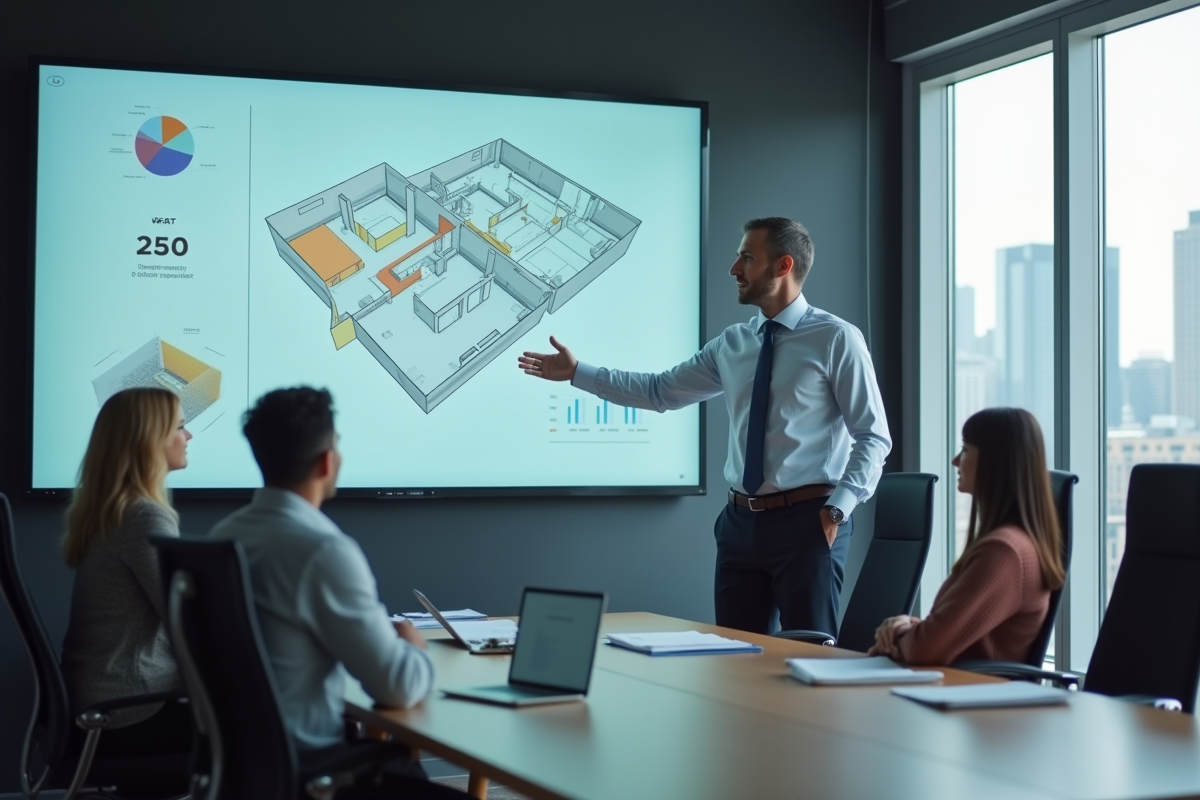 Homme d affaires montrant un graphique d énergie en réunion