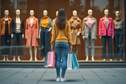 Jeune femme avec sacs de shopping mode urbaine