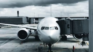 grayscale photography of passenger plane