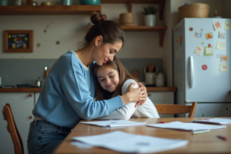 Femme et fille dans la cuisine familiale chaleureuse